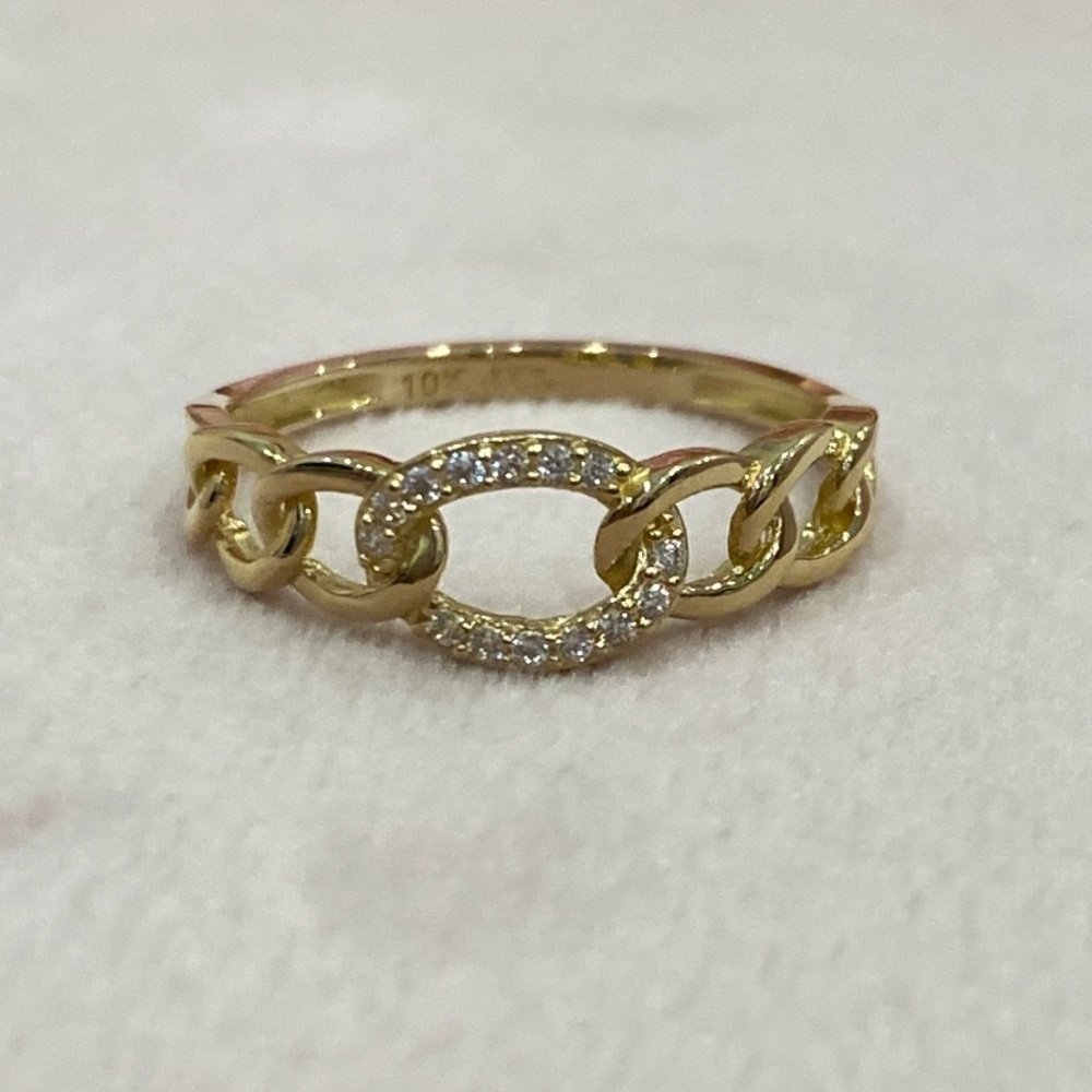 10k Yellow Gold Link Ring - Picture 1 of 7
